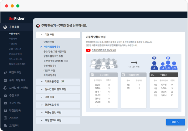 공정추첨 유니피커 소개 이미지